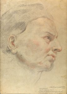 Head of a man in profile to the right